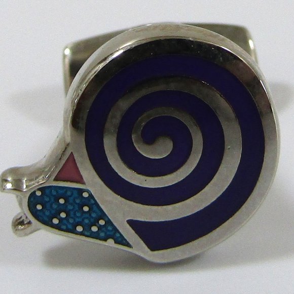 Duchamp London Silver and Black Spiral Snail Cufflinks - Picture 2 of 4